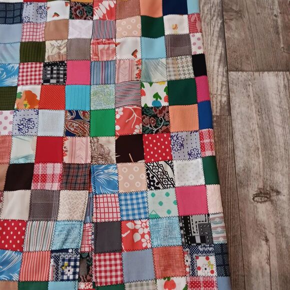 Vintage Handmade Granny Quilt Square Maxi Skirt Cottage Core Boho 29"Waist Sz M - Picture 5 of 8